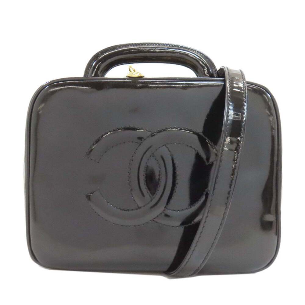 CHANEL Black Leather Logo Bag